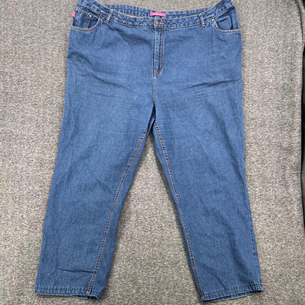 Woman Within Natural Fit Straight Leg Jeans Medium Wash Blue Plus Size 28T